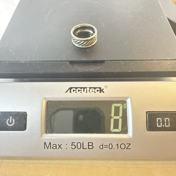 David Yurman Ring Sterling Silver 14K Gold Cable Band Twist Cigar 7.5 Mixed Meta - Picture 14 of 15